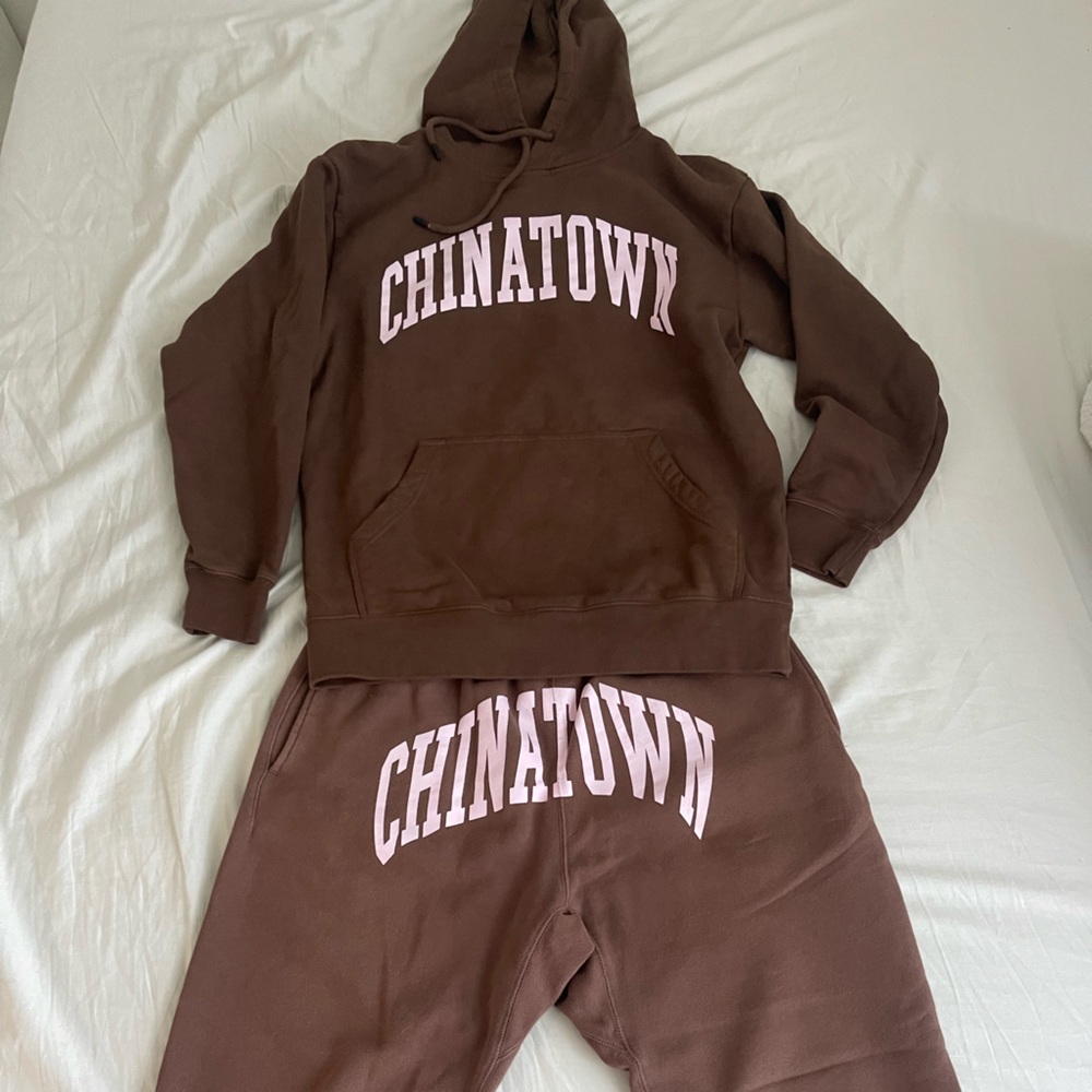 Chinatown Market pink/brown full set hoodie and sweats. Size XL